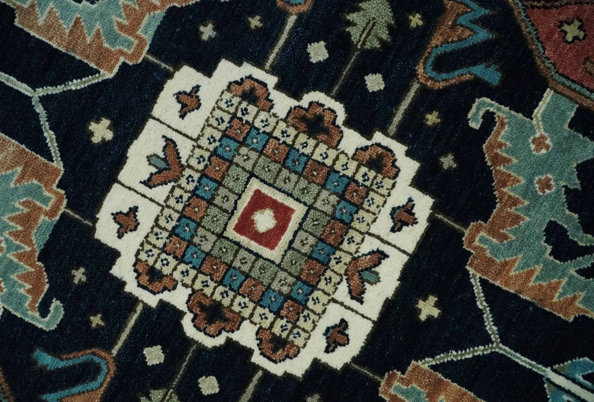 Fine 9x12 Hand Knotted Brown, Black, Blue and Ivory Traditional Wool Area Rug - Image 4