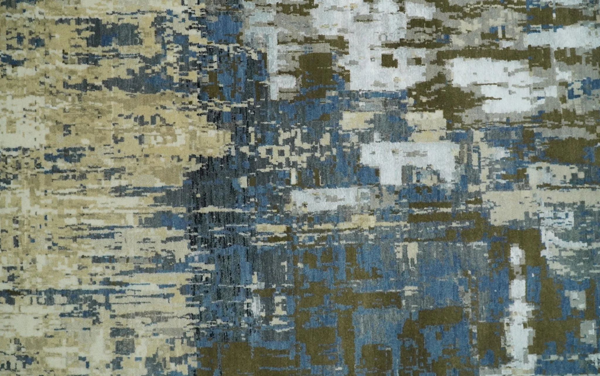 9x12 Fine Hand Knotted Beige and Blue Modern Abstract Style Antique Wool and Silk Area Rug | AGR31 - Image 11