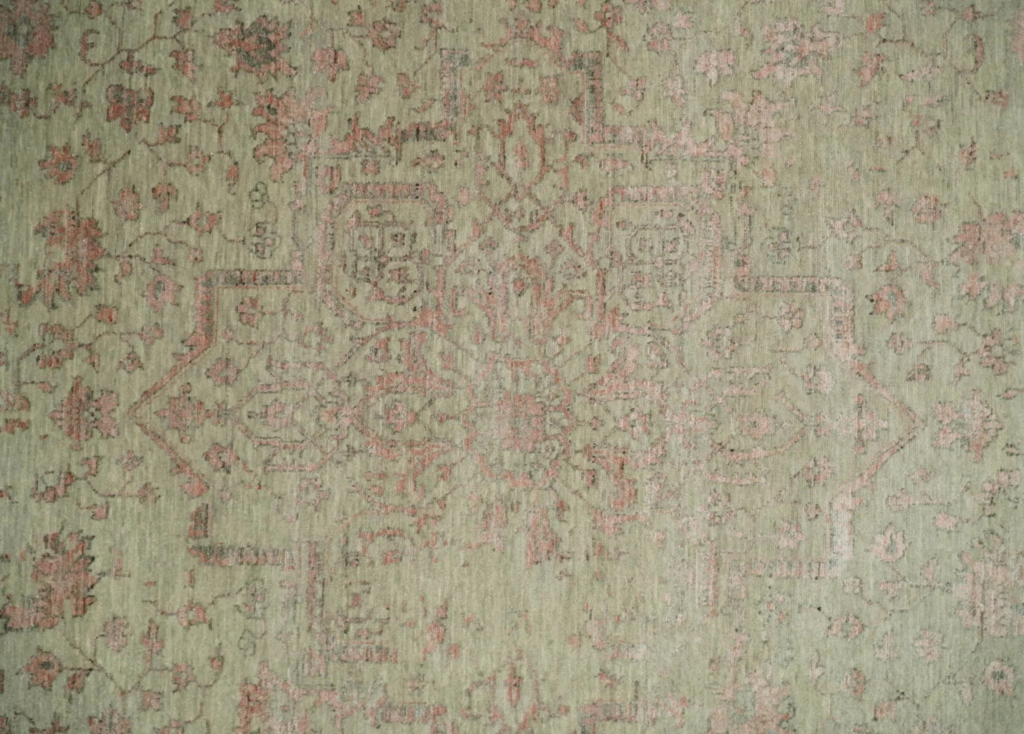 9x12 Fine Hand Knotted Beige and Peach Traditional Vintage Persian Style Antique Wool and Silk Rug | TRDCP662912 - Image 12