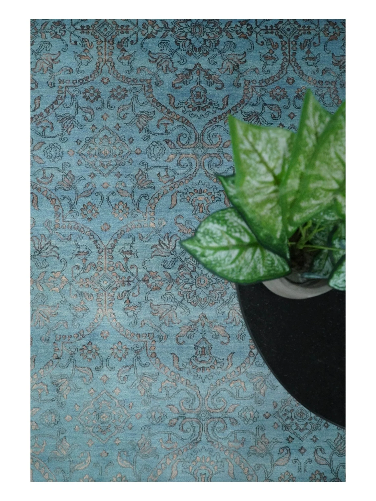 9x12 Fine Hand Knotted Blue and Brown Traditional Vintage Persian Wool and Silk Area Rug | AGR32 - Image 6
