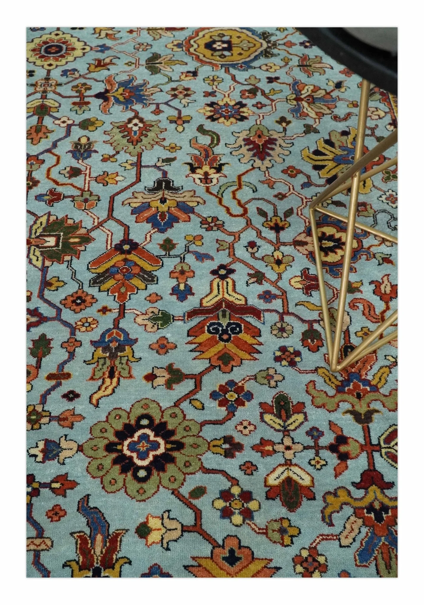 8x10 and 9x12 Fine Hand Knotted Blue and Ivory Traditional Vintage Antique Persian Wool Rug | TRDCP853 - Image 2