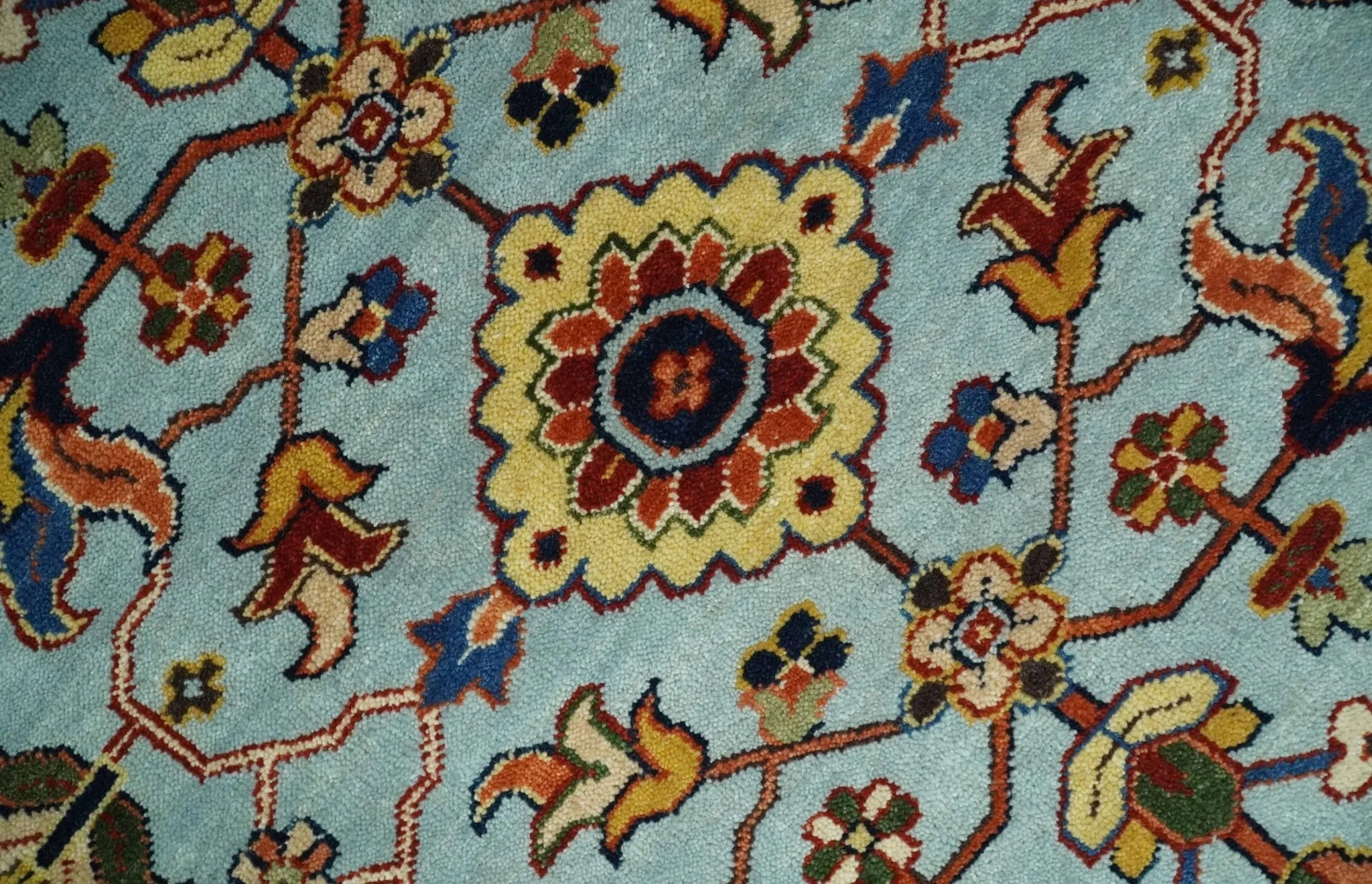 8x10 and 9x12 Fine Hand Knotted Blue and Ivory Traditional Vintage Antique Persian Wool Rug | TRDCP853 - Image 4