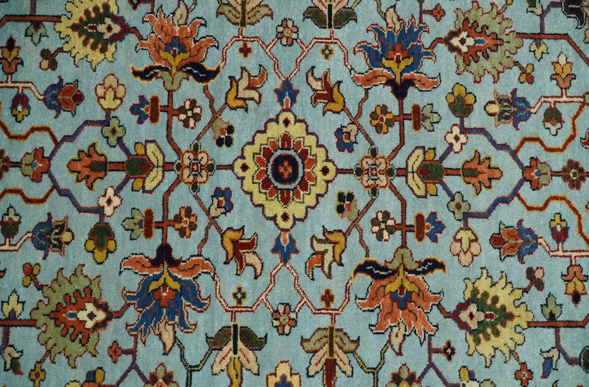 8x10 and 9x12 Fine Hand Knotted Blue and Ivory Traditional Vintage Antique Persian Wool Rug | TRDCP853 - Image 9