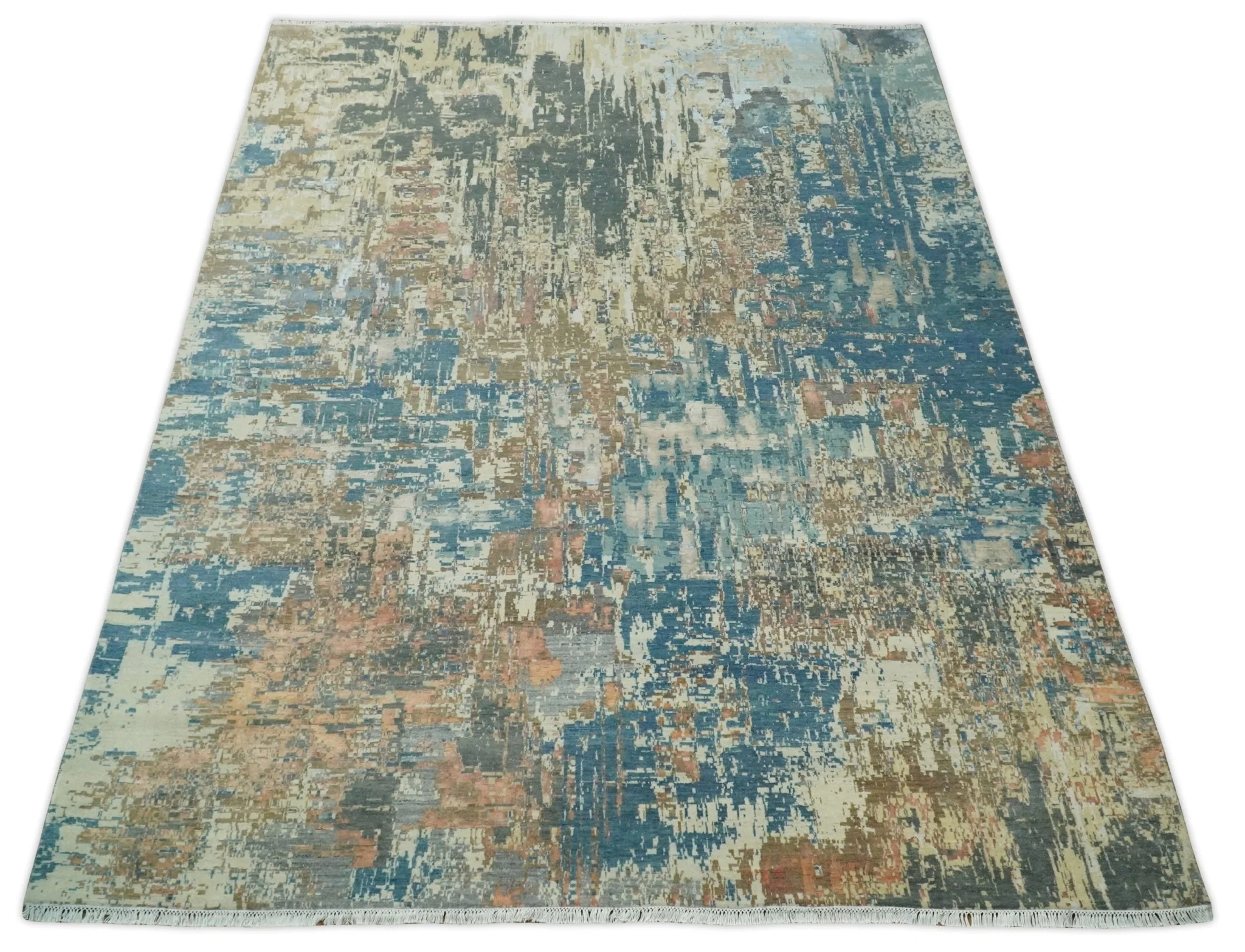 9x12 Fine Hand Knotted Brown Multicolor Modern Abstract Wool Area Rug | AGR34 - Image 10