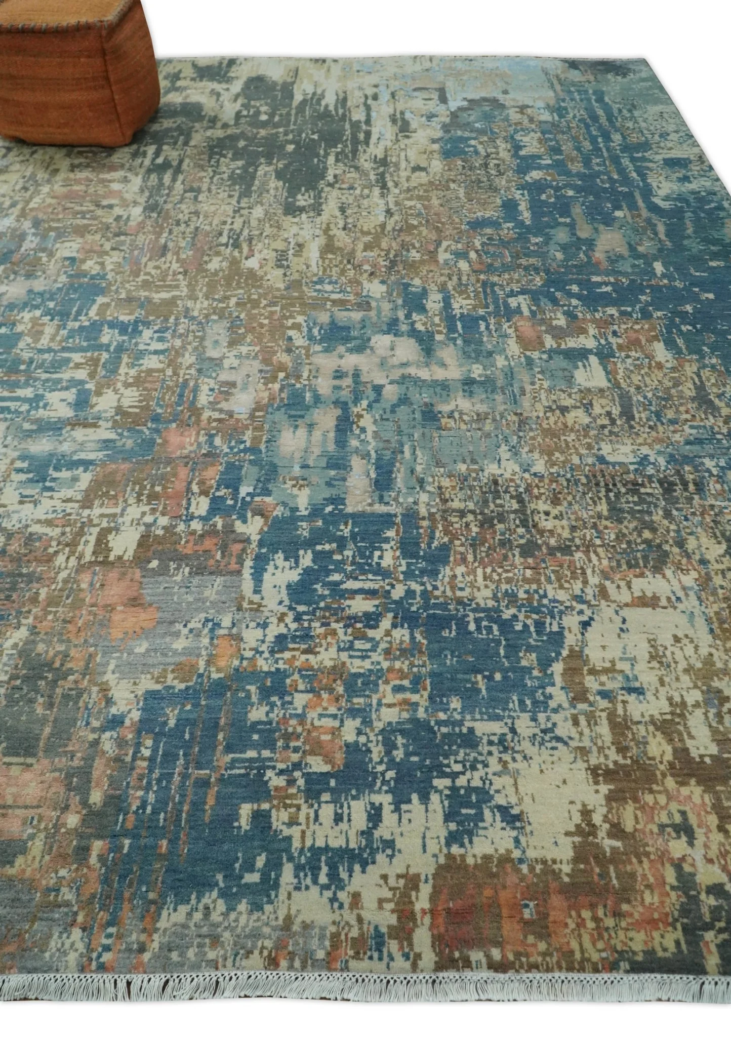9x12 Fine Hand Knotted Brown Multicolor Modern Abstract Wool Area Rug | AGR34 - Image 3