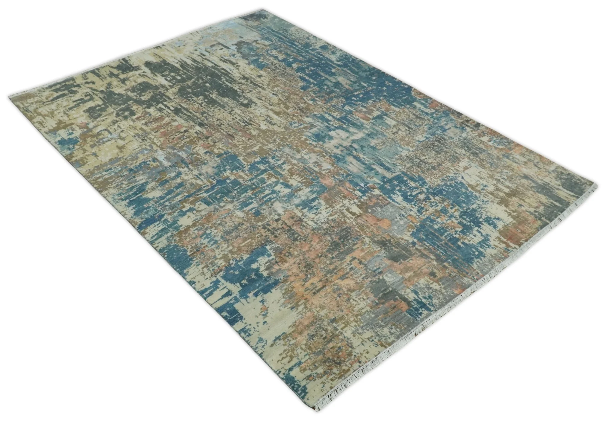 9x12 Fine Hand Knotted Brown Multicolor Modern Abstract Wool Area Rug | AGR34 - Image 9