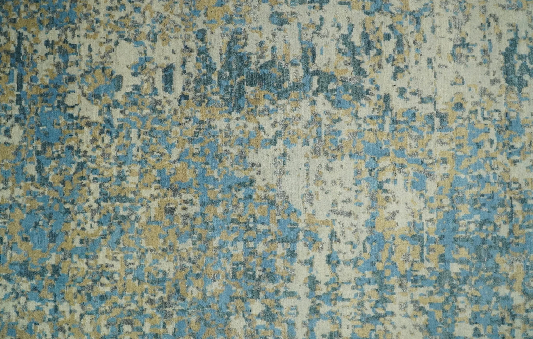 9x12 Fine Hand knotted Bue and Beige Traditional Modern Abstract Wool and Bamboo Silk Area Rug | TRDCP675912 - Image 12