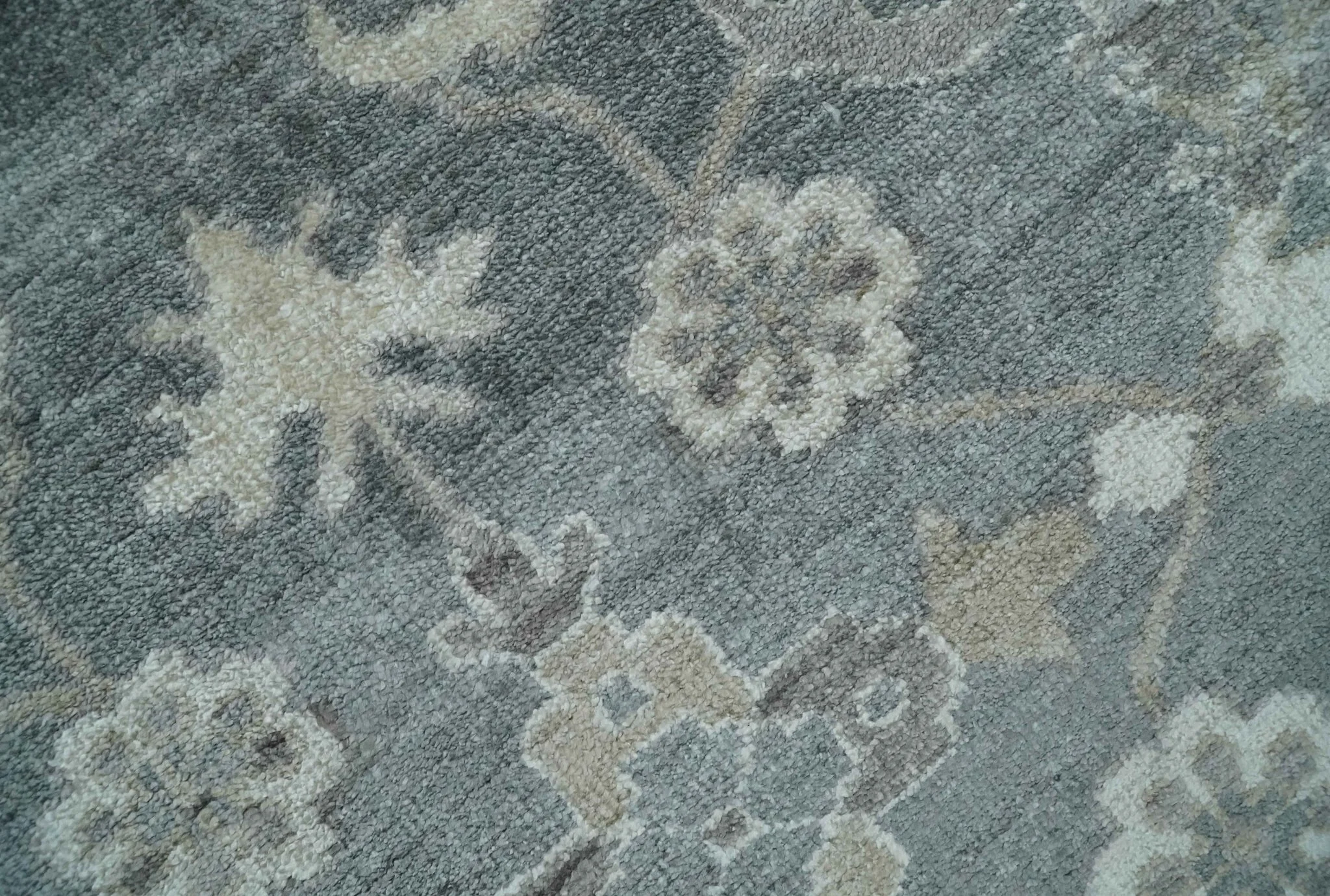 Hand Knotted 9x12 Charcoal, Ivory and Beige Antique Floral Traditional Bamboo Silk Area Rug - Image 4