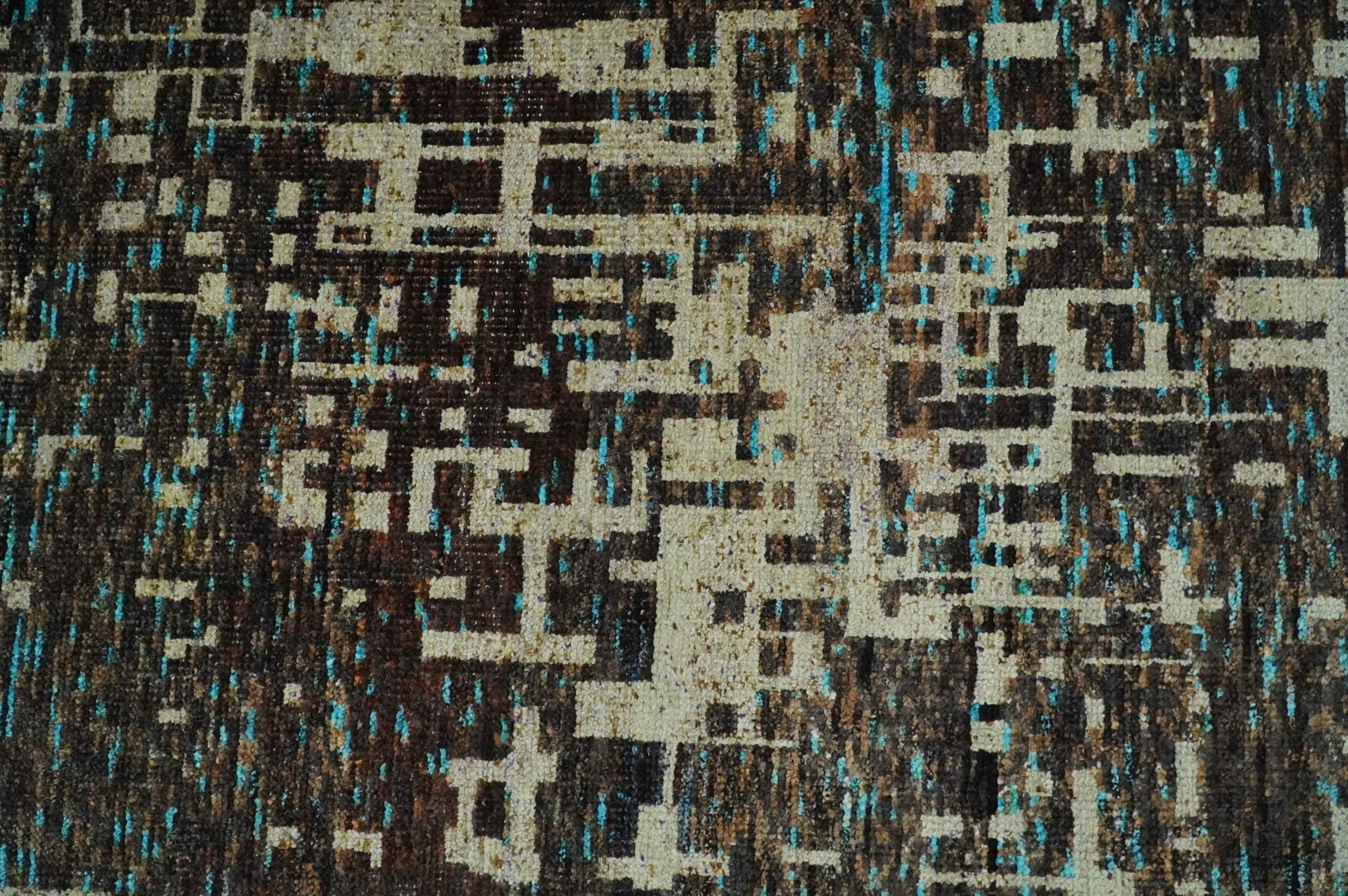 9x12 Hand Knotted Beige and Brown Modern Abstract Contemporary Recycled Silk Area Rug | OP36 - Image 11