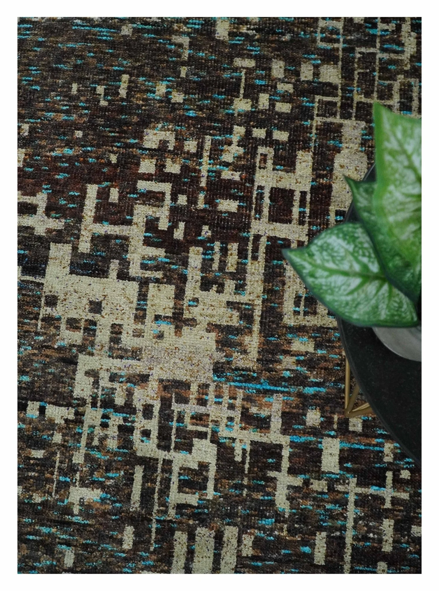 9x12 Hand Knotted Beige and Brown Modern Abstract Contemporary Recycled Silk Area Rug | OP36 - Image 4