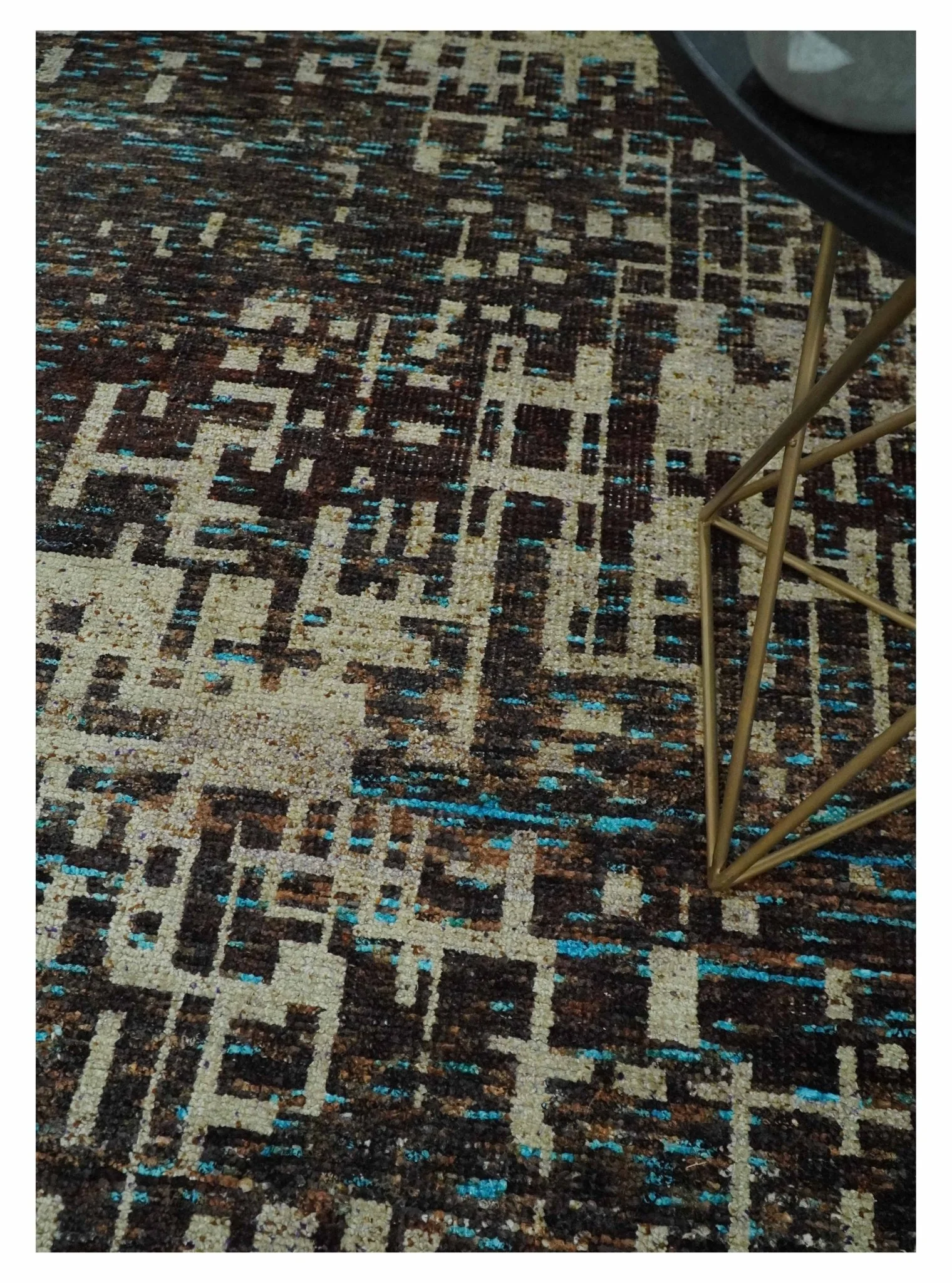 9x12 Hand Knotted Beige and Brown Modern Abstract Contemporary Recycled Silk Area Rug | OP36 - Image 5