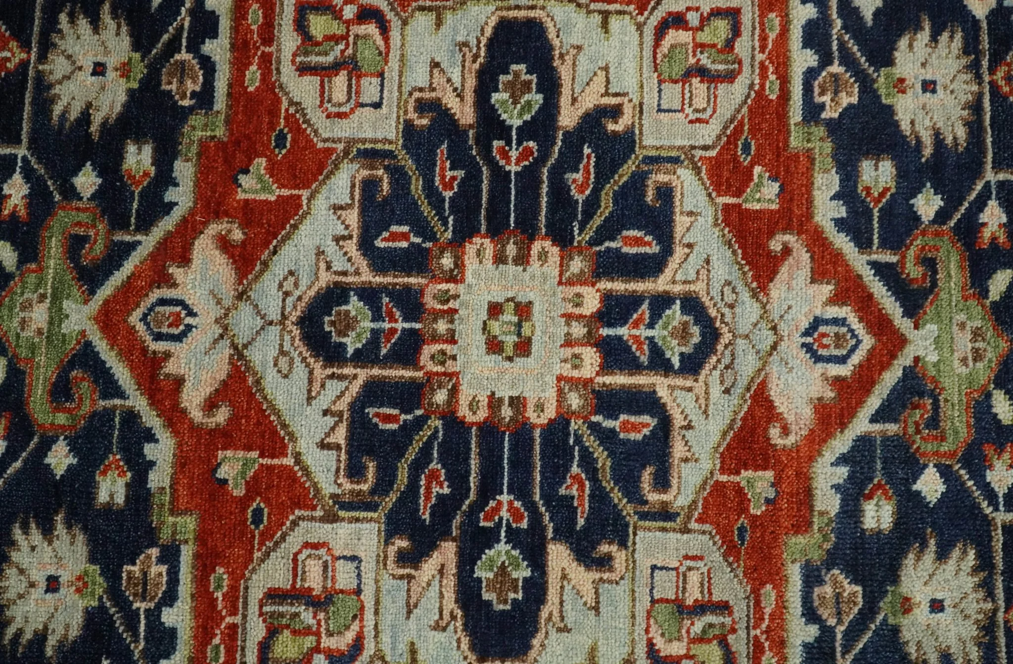 9x12 Hand Knotted Blue and Rust Traditional Heriz Serapi Antique Wool Rug | TRDCP680912 - Image 12