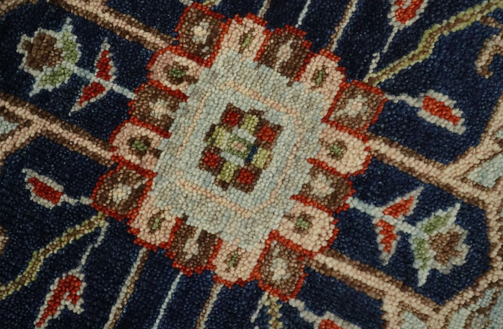9x12 Hand Knotted Blue and Rust Traditional Heriz Serapi Antique Wool Rug | TRDCP680912 - Image 4