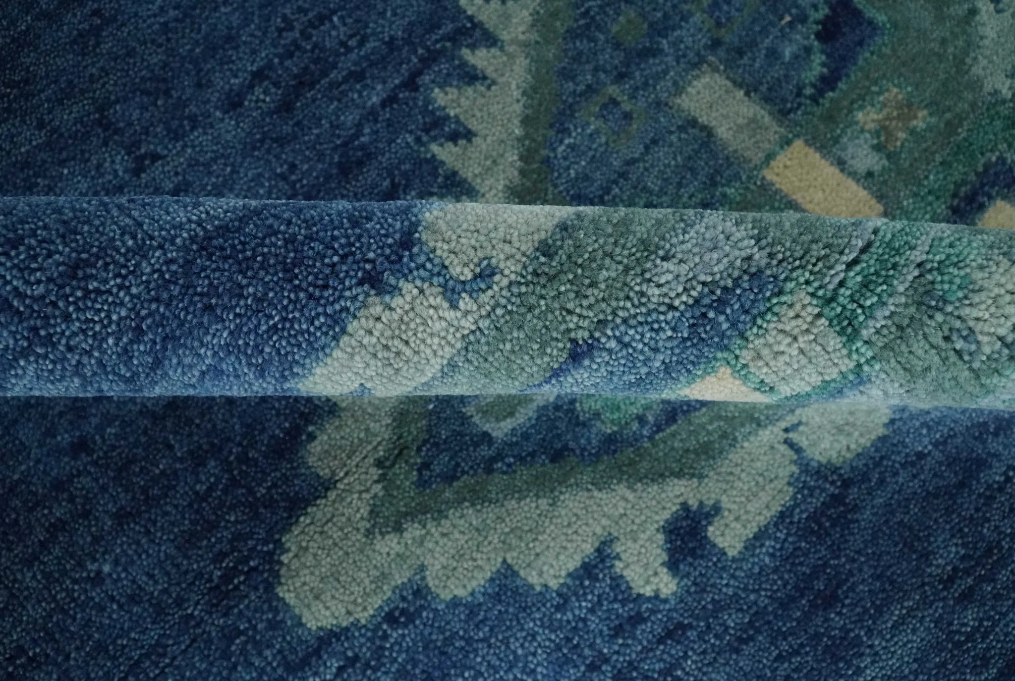 Custom Made Hand Knotted Blue and Silver Traditional Antique Style Wool Rug - Image 6