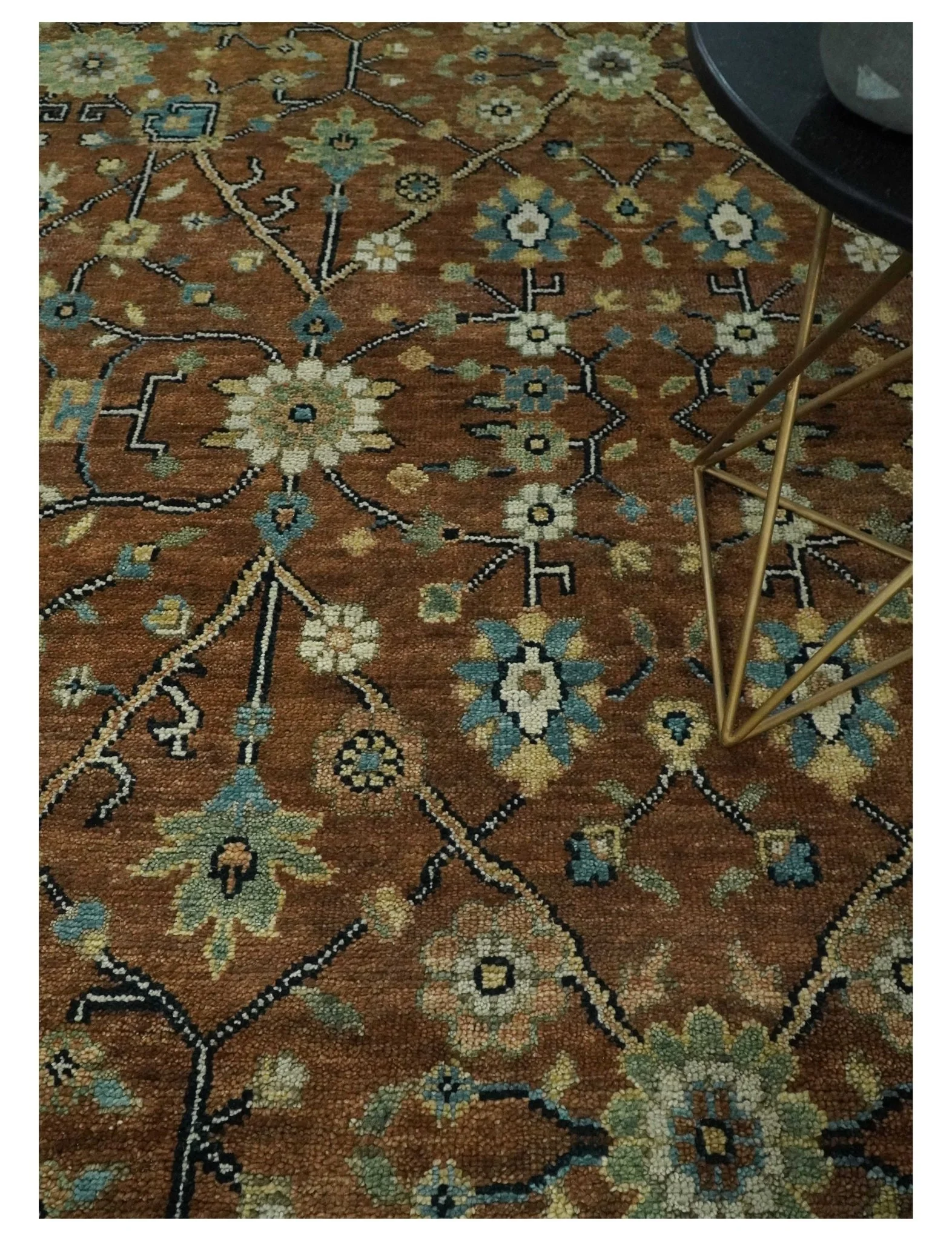 9x12 Hand Knotted Brown and Beige Traditional Floral Wool Area Rug - Image 2