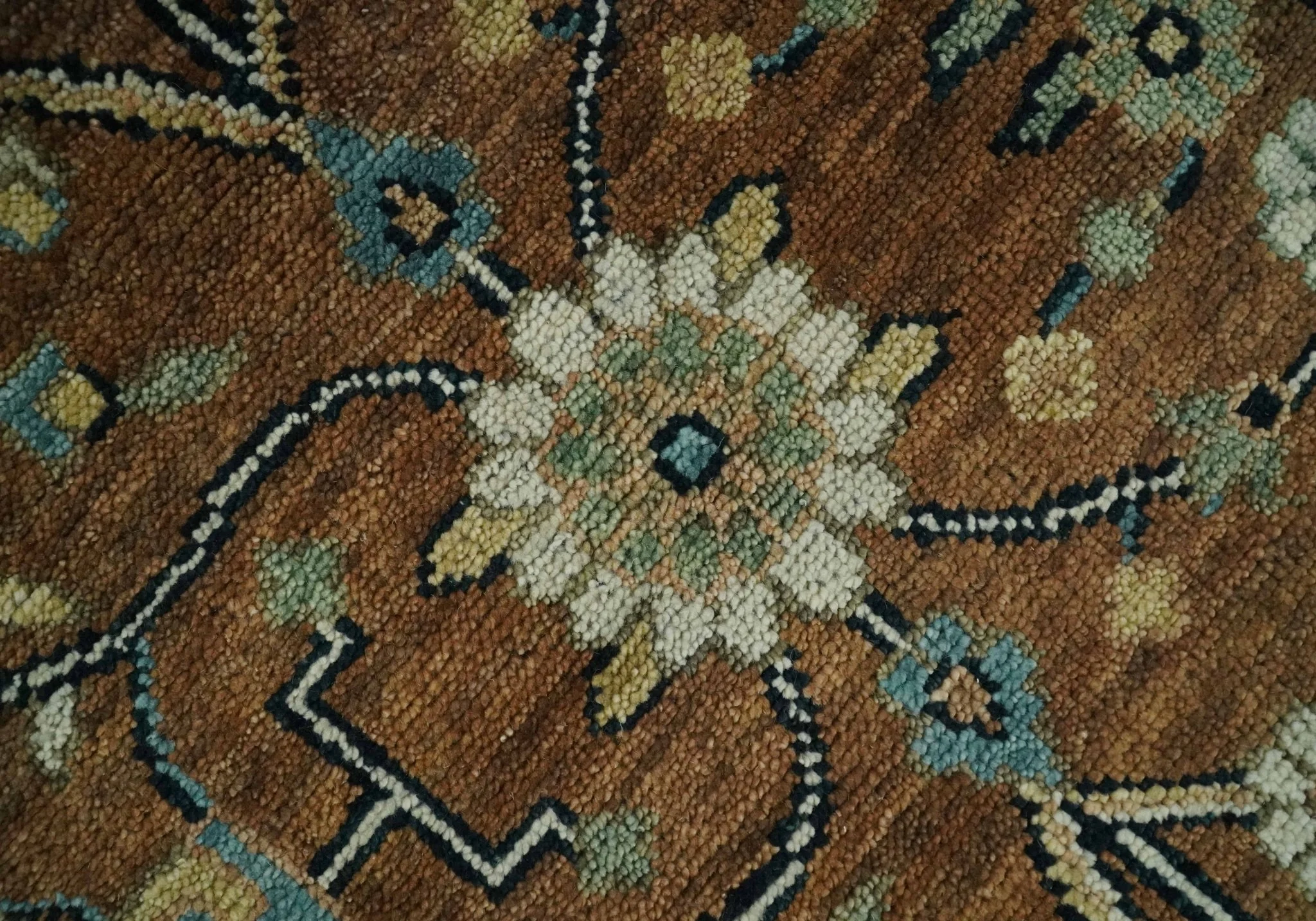 9x12 Hand Knotted Brown and Beige Traditional Floral Wool Area Rug - Image 4