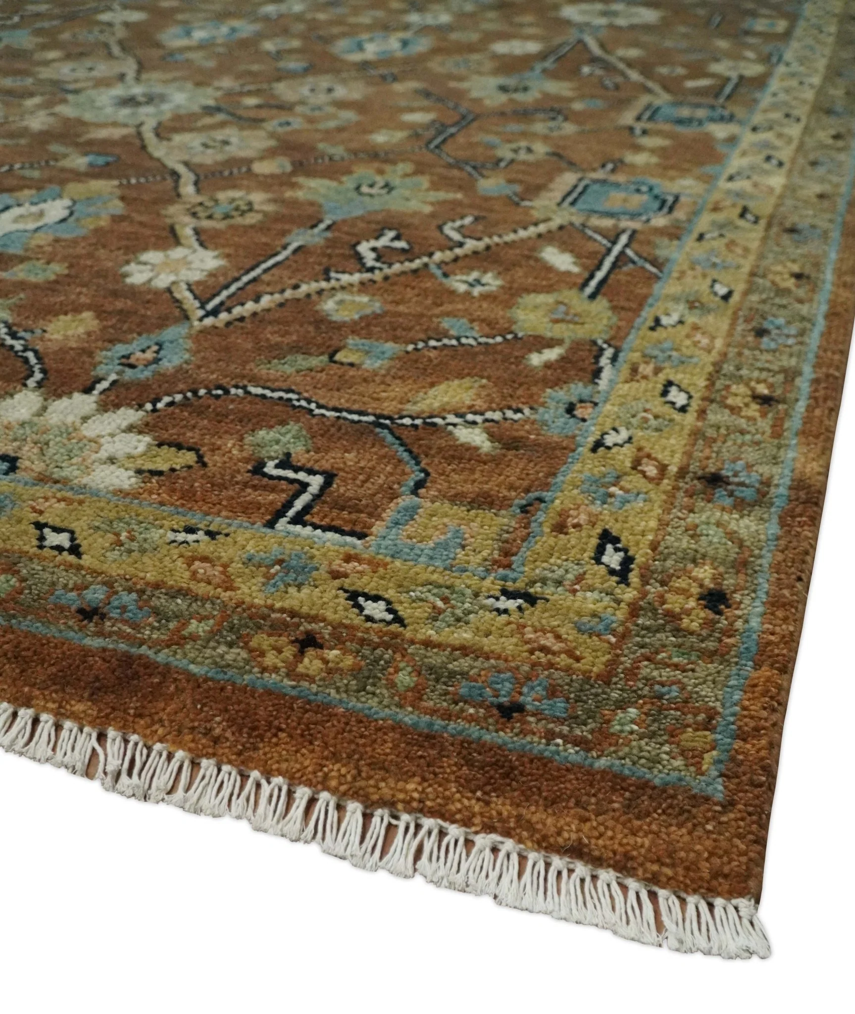 9x12 Hand Knotted Brown and Beige Traditional Floral Wool Area Rug - Image 5