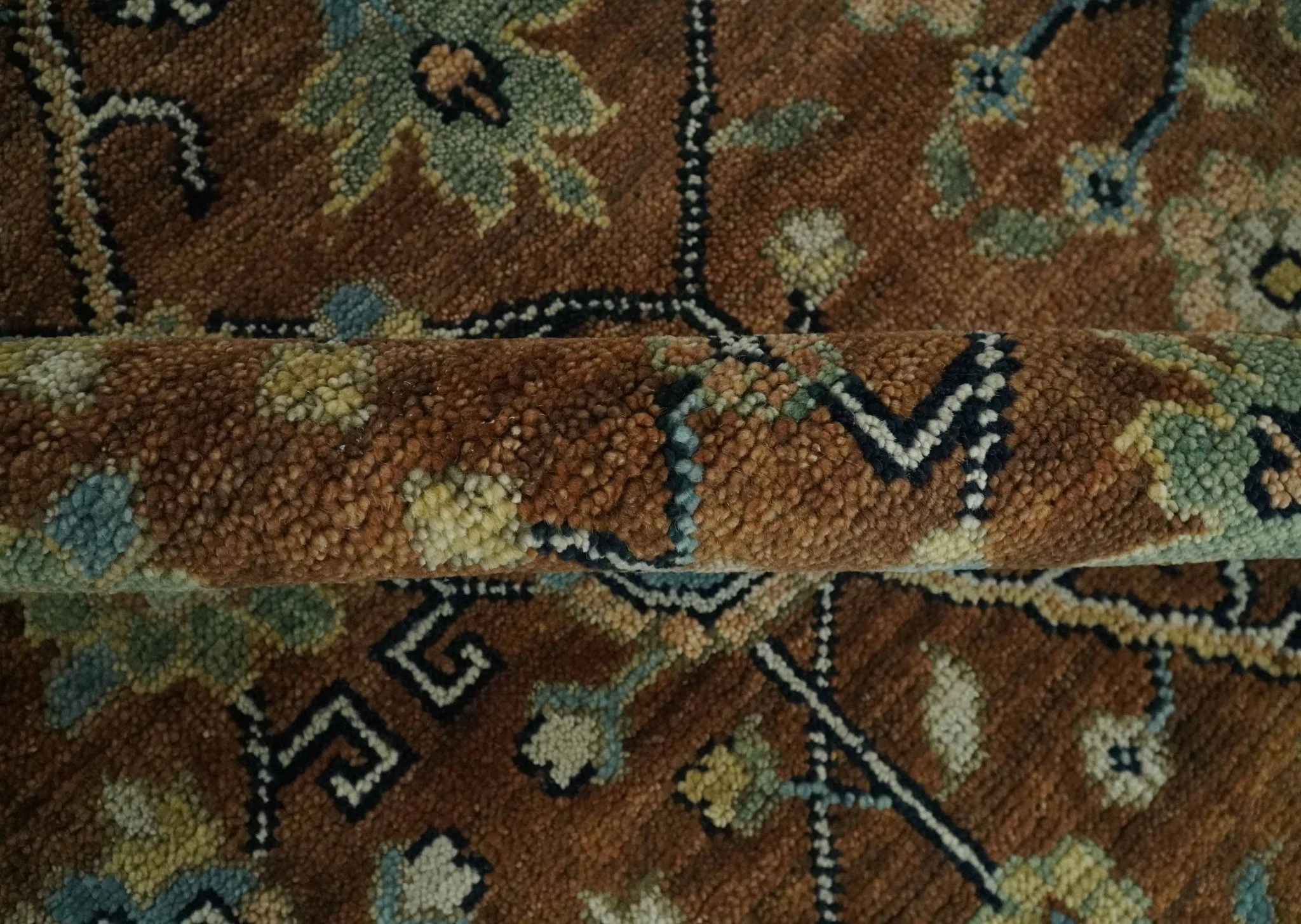 9x12 Hand Knotted Brown and Beige Traditional Floral Wool Area Rug - Image 6