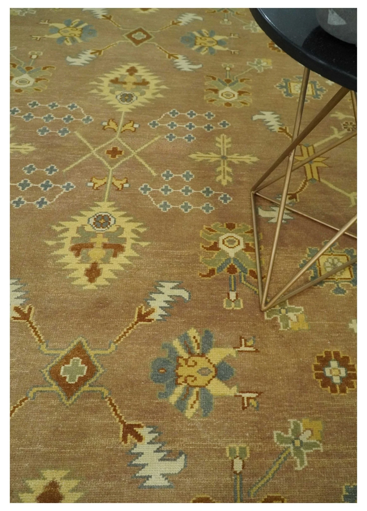 9x12 Hand Knotted Light Rust and Blue Traditional Wool Area Rug, Kids, Living Room and Bedroom Rug | AC38912 - Image 2