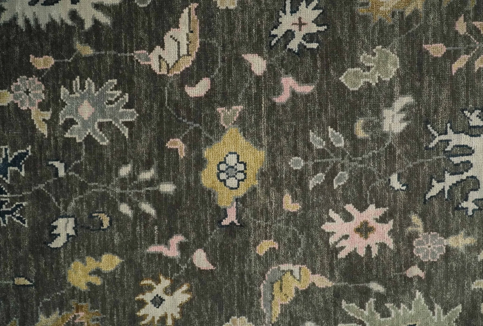 Custom Made Living Room Rug Hand Knotted Dark Gray and Beige Traditional Wool Rug - Image 12