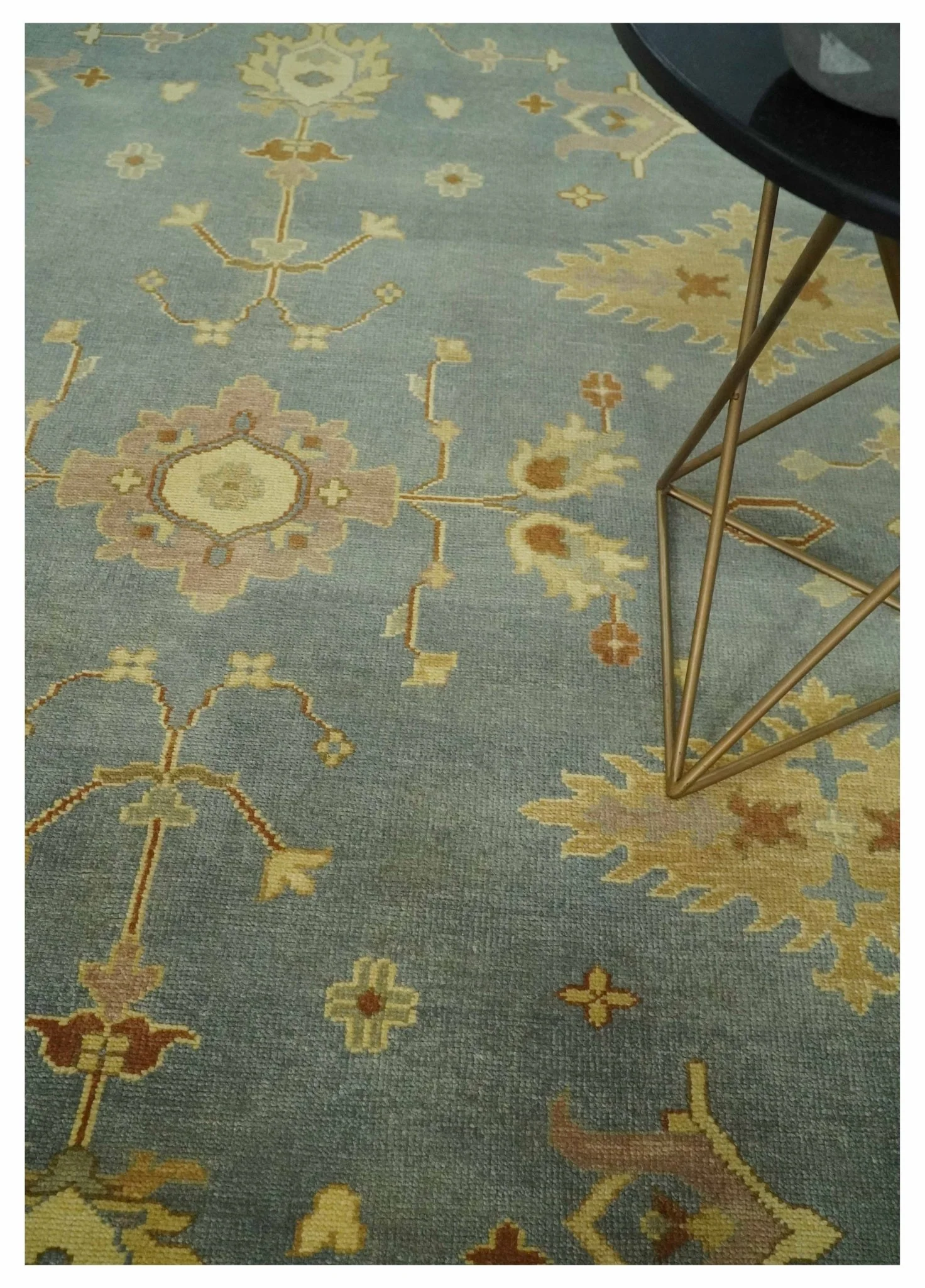 9x12 Hand Knotted Blue and Brown Traditional Antique Style Wool Area Rug - Image 2