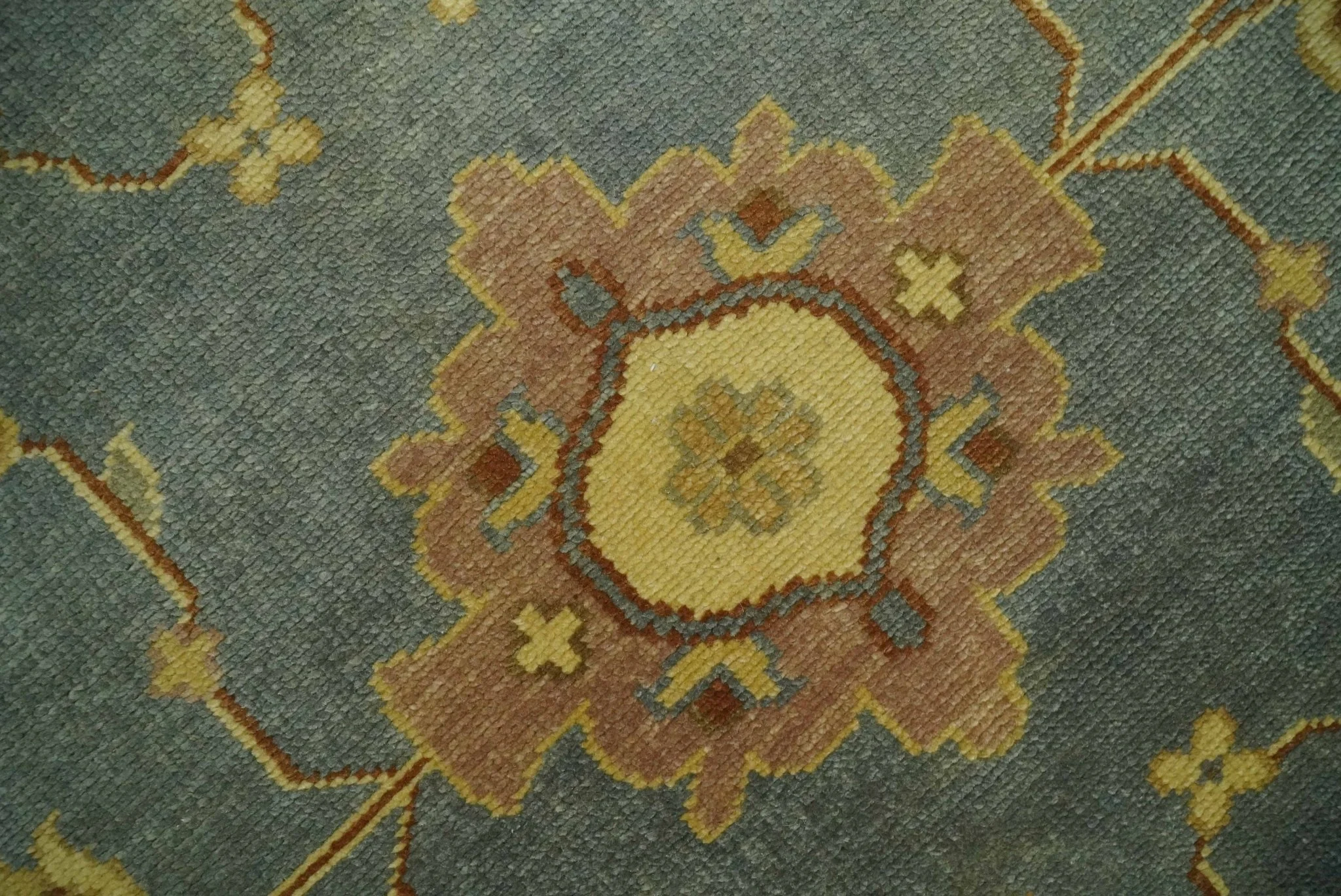 9x12 Hand Knotted Blue and Brown Traditional Antique Style Wool Area Rug - Image 4