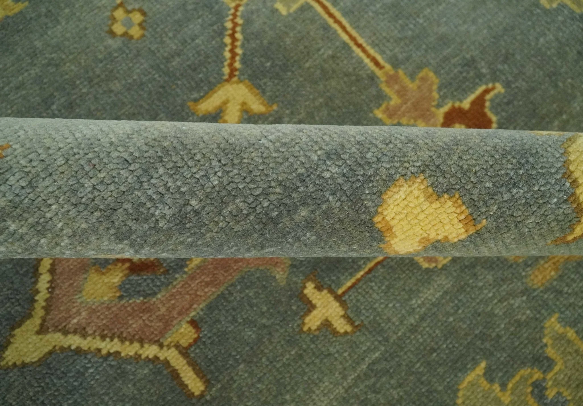 9x12 Hand Knotted Blue and Brown Traditional Antique Style Wool Area Rug - Image 7