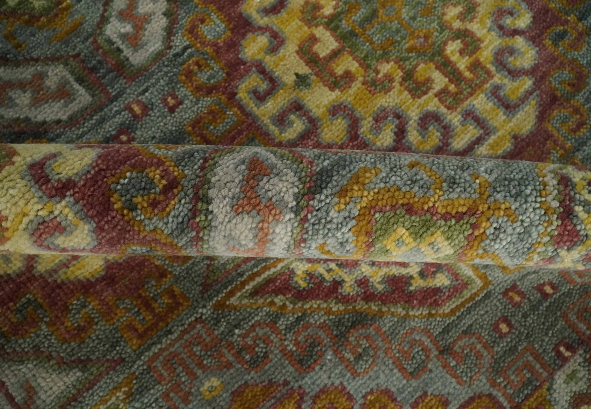 Hand Knotted Gold and Charcoal 9x12 Oriental Traditional Wool Area Rug - Image 6