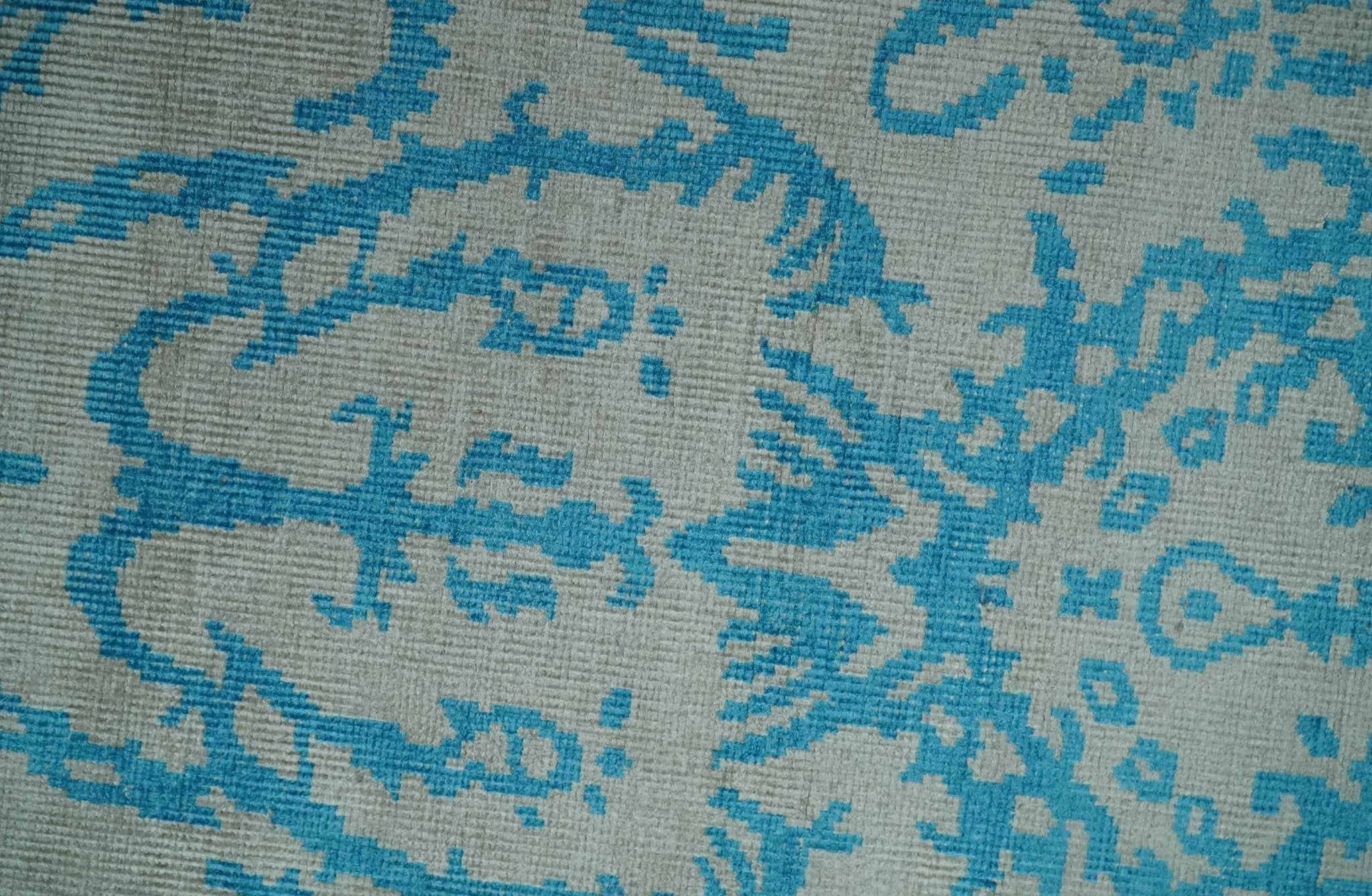 10x14 Hand Knotted Gray and Blue Modern Contemporary Southwestern Tribal Trellis Bamboo Silk Area Rug | OP34 - Image 9