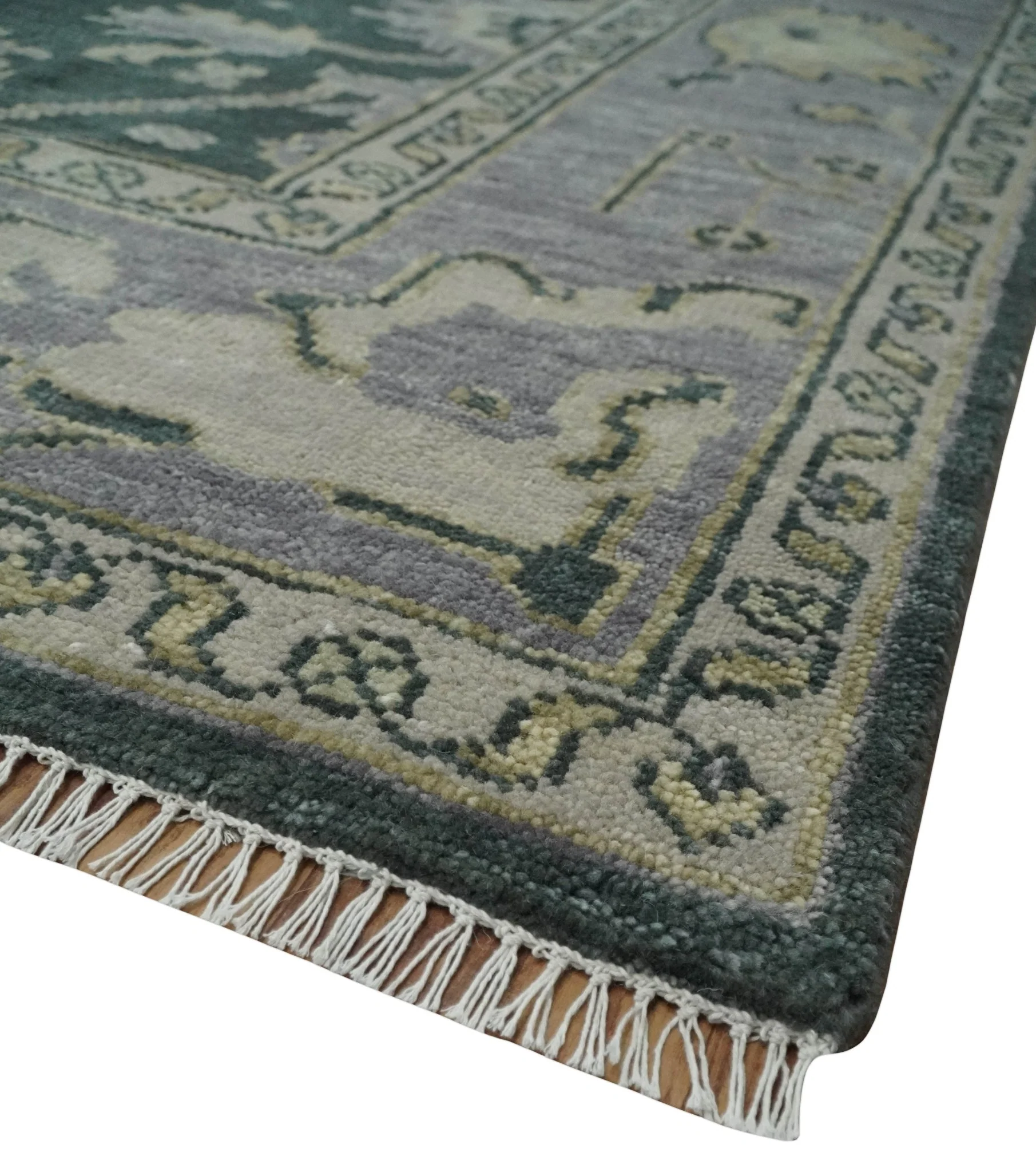 Charcoal and Silver 9x12 Hand Knotted Traditional Antique Style Wool Area Rug - Image 5
