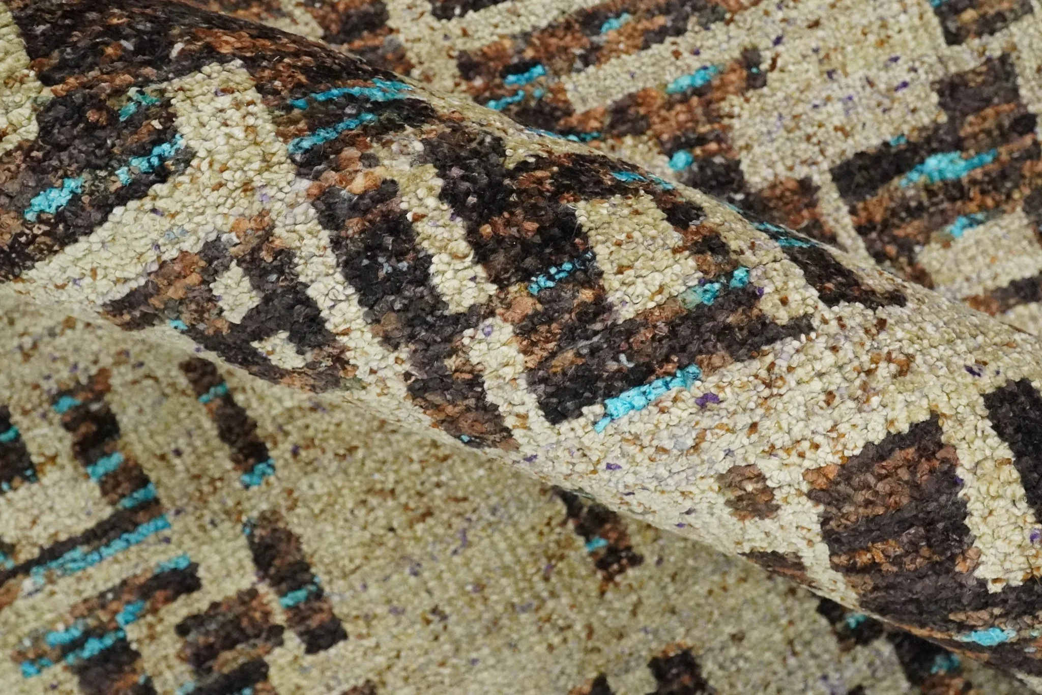 9x12 Hand Knotted Ivory and Brown Modern Abstract Contemporary Recycled Silk Area Rug | OP12 - Image 9