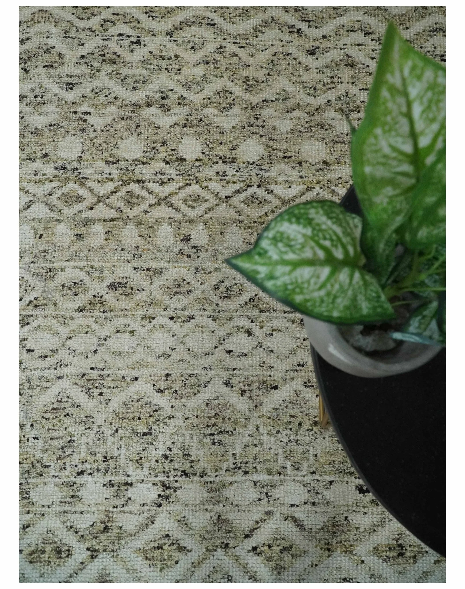 9x12 and 10x14 Hand Knotted Ivory, Beige and Brown  Modern Contemporary Southwestern Tribal Trellis Recycled Silk Area Rug | OP28 - Image 5