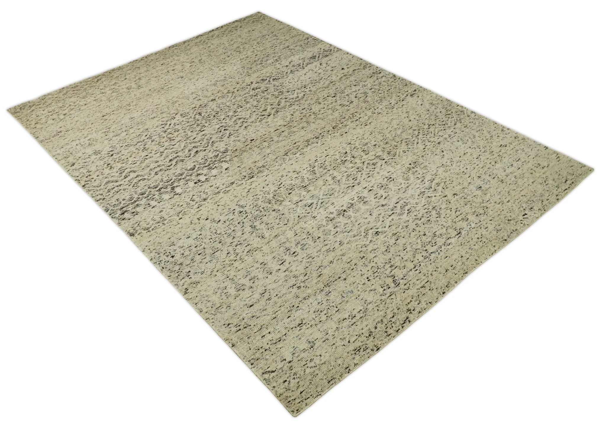 9x12 Hand Knotted Ivory, Gray and Brown Modern Contemporary Southwestern Tribal Trellis Recycled Silk Area Rug | OP23 - Image 11