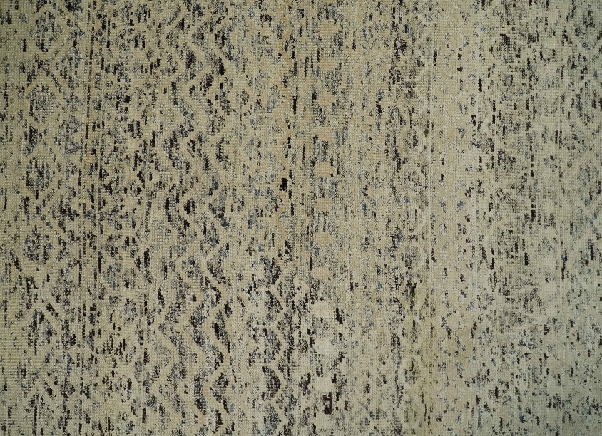 9x12 Hand Knotted Ivory, Gray and Brown Modern Contemporary Southwestern Tribal Trellis Recycled Silk Area Rug | OP23 - Image 12