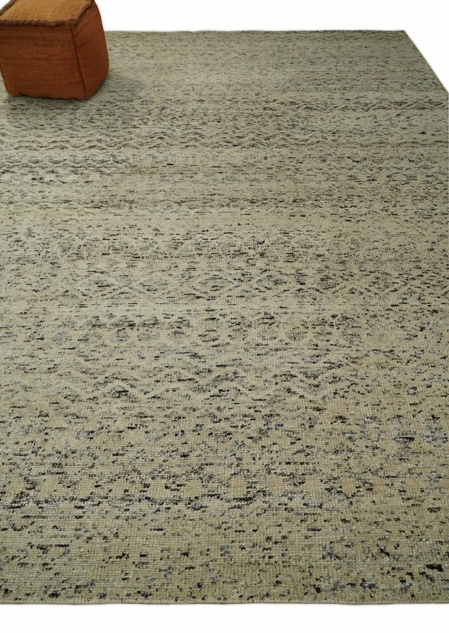 9x12 Hand Knotted Ivory, Gray and Brown Modern Contemporary Southwestern Tribal Trellis Recycled Silk Area Rug | OP23 - Image 3