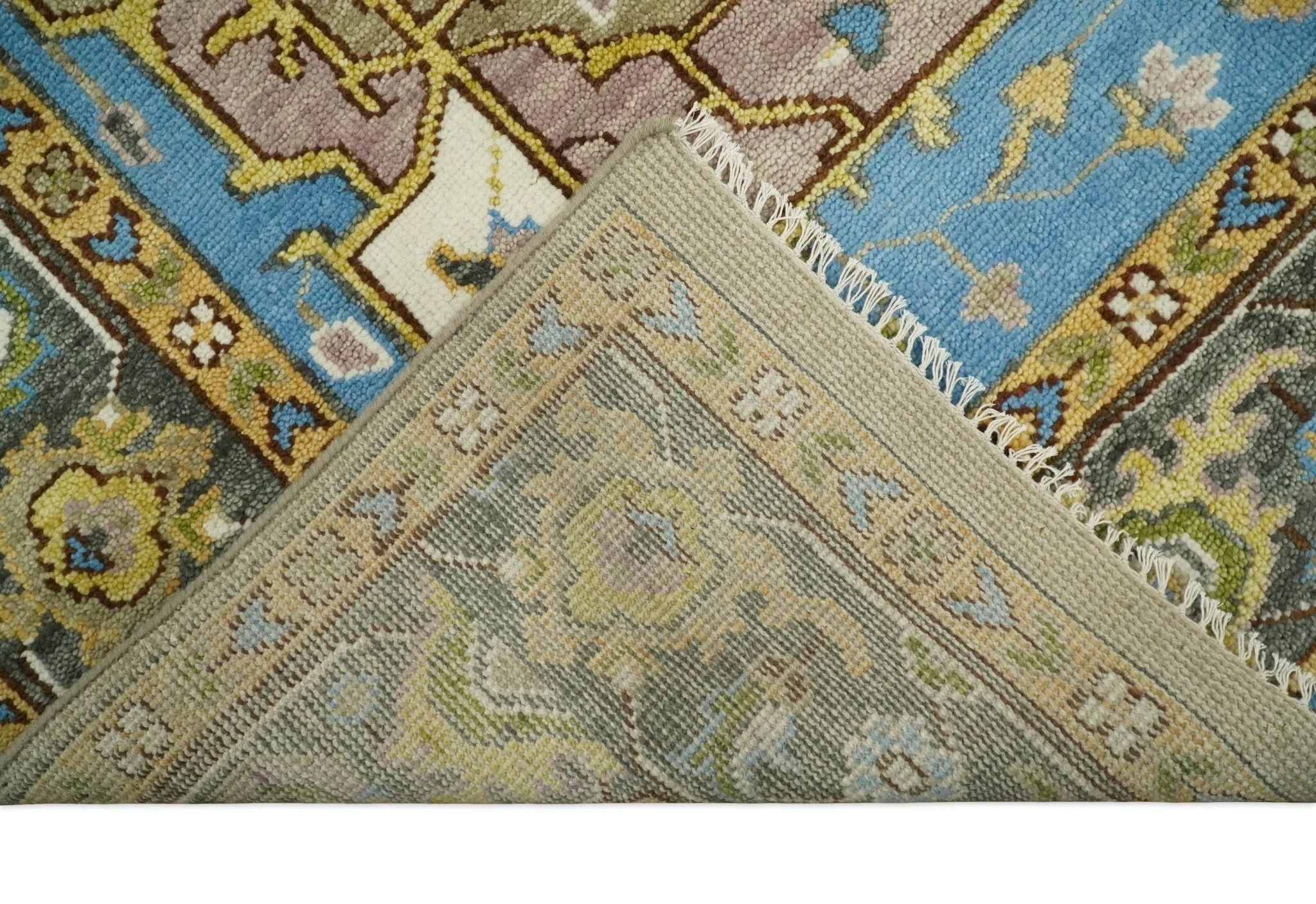 Antique Olive 9x12 Hand Knotted Ivory and Gold Traditional Persian Rug | TRDCP701912 - Image 12