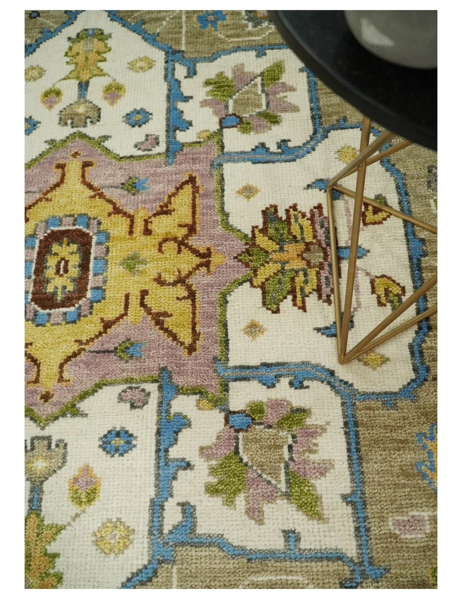 Antique Olive 9x12 Hand Knotted Ivory and Gold Traditional Persian Rug | TRDCP701912 - Image 2