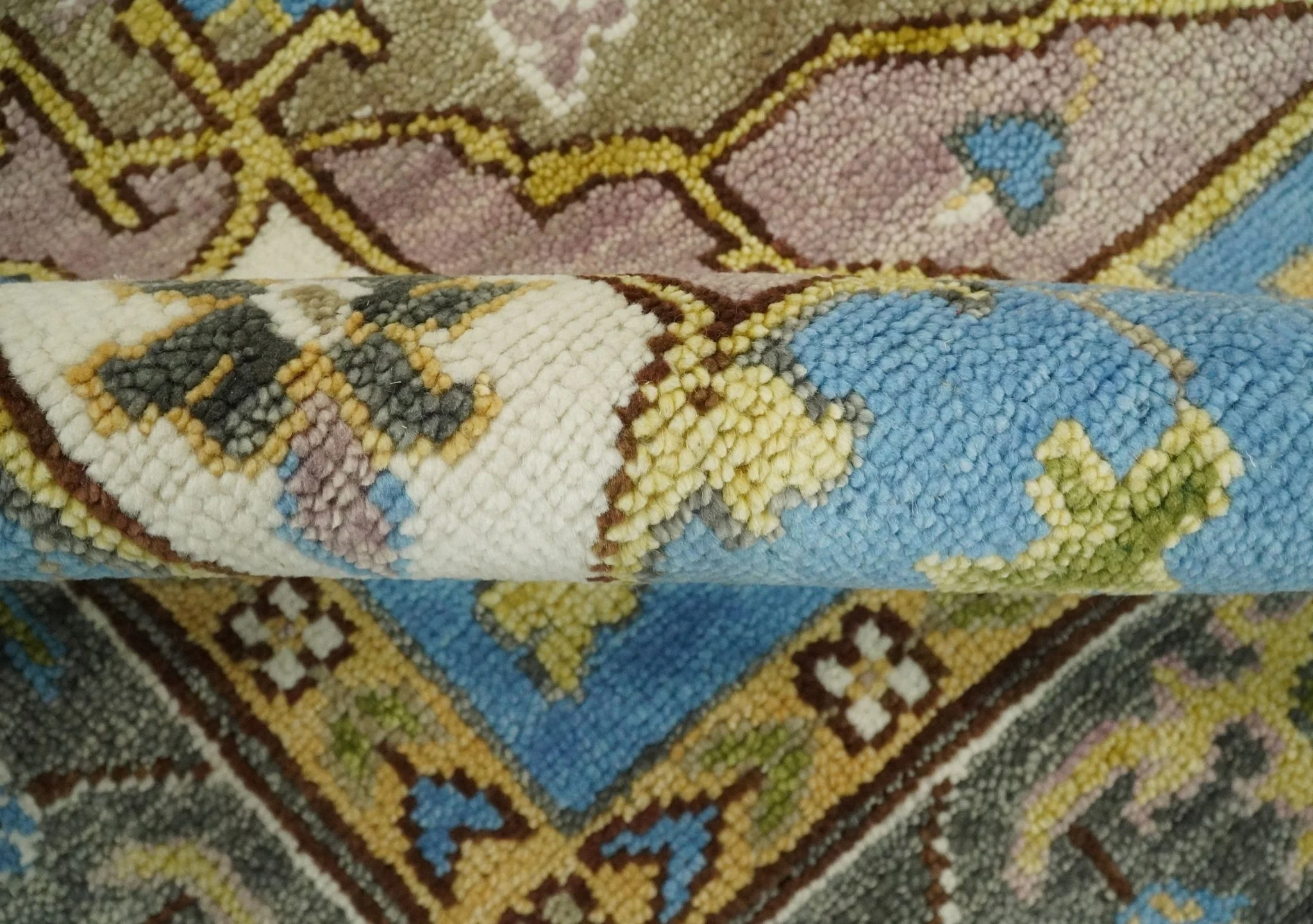 Antique Olive 9x12 Hand Knotted Ivory and Gold Traditional Persian Rug | TRDCP701912 - Image 6
