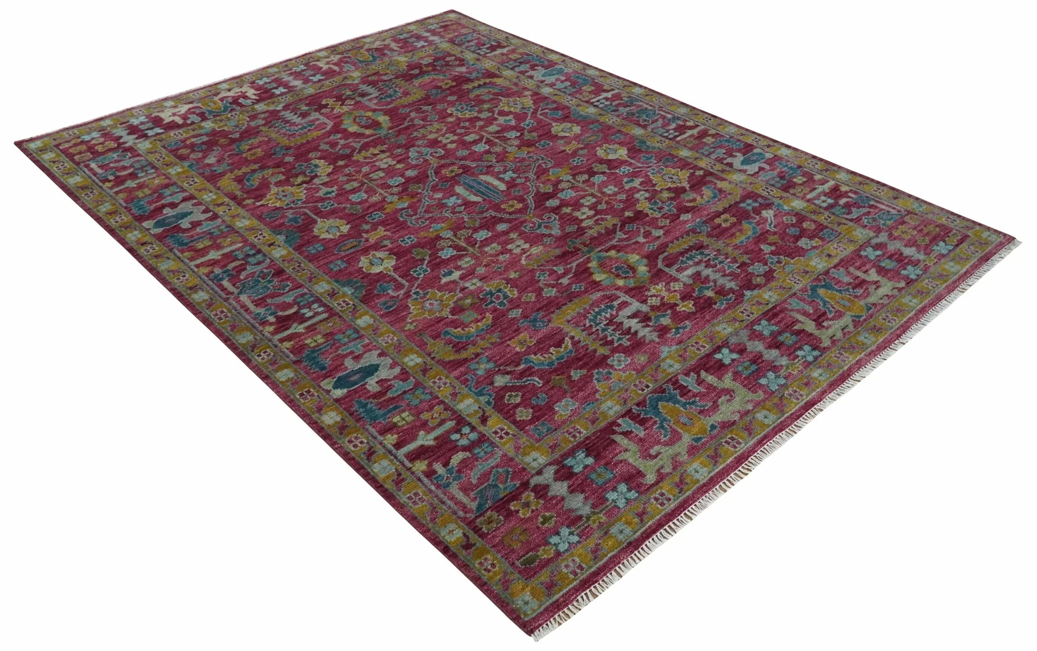 9x12 Hand Knotted Maroon and Gold Heriz Serapi Traditional Antique Style Wool Area Rug | TRDCP1603912S - Image 10