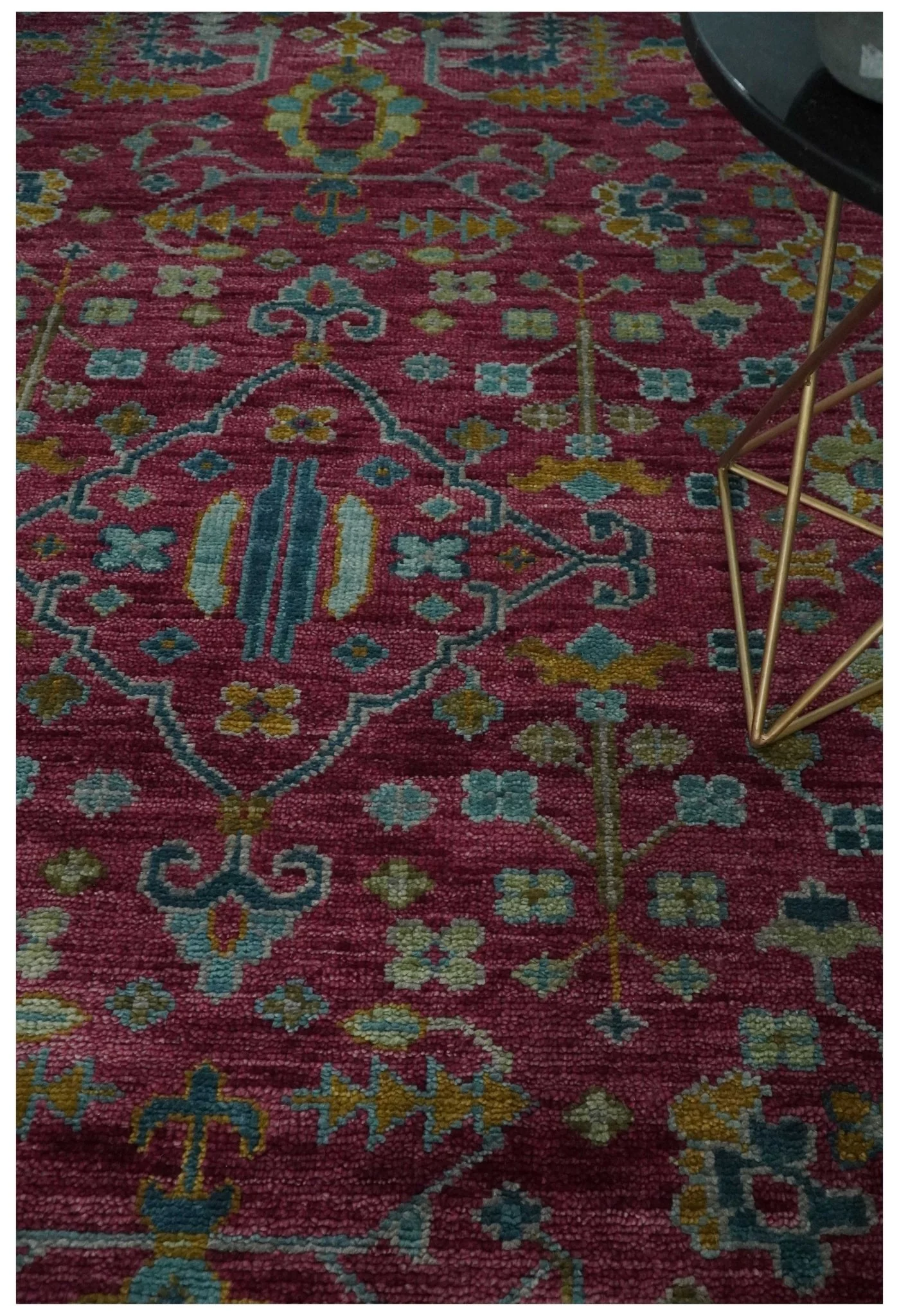 9x12 Hand Knotted Maroon and Gold Heriz Serapi Traditional Antique Style Wool Area Rug | TRDCP1603912S - Image 2