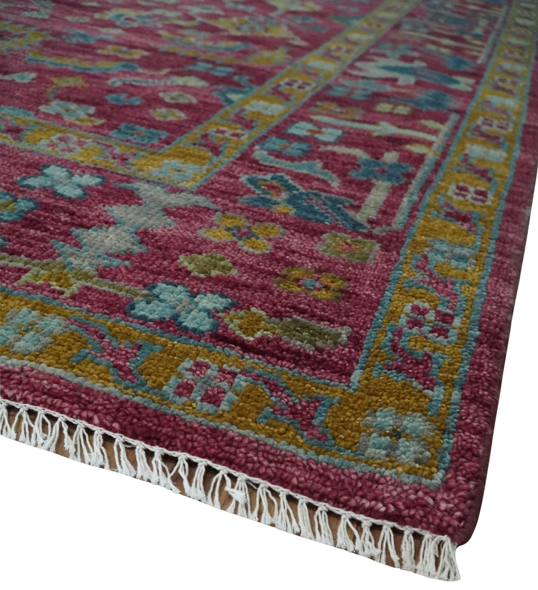 9x12 Hand Knotted Maroon and Gold Heriz Serapi Traditional Antique Style Wool Area Rug | TRDCP1603912S - Image 5