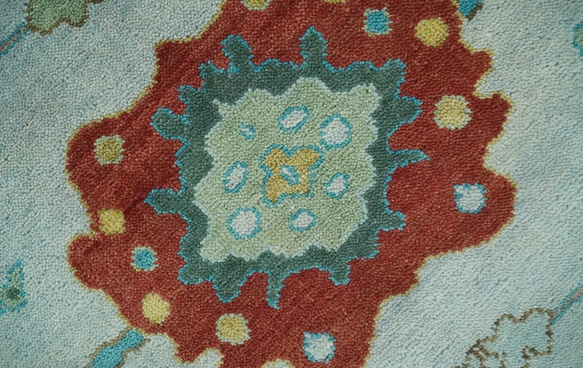 Modern Oushak 9x12 Hand Knotted Persian Blue, Red and Gold Colorful Wool Area Rug | TRDCP835912 - Image 4