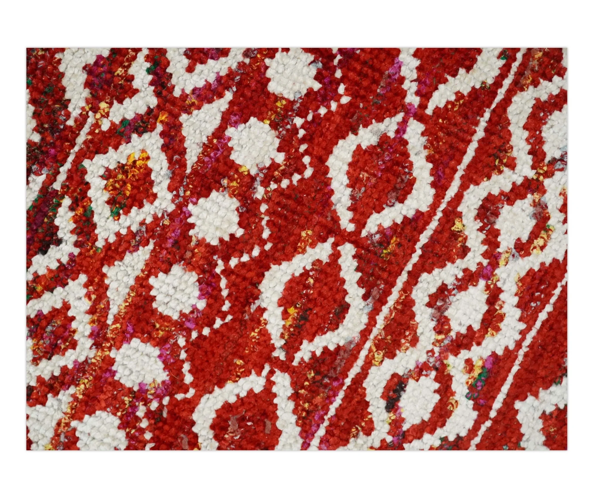 4x6 and 9x12 Hand Knotted Rust and White Modern Contemporary Southwestern Tribal Trellis Recycled Silk Area Rug | OP7 - Image 4