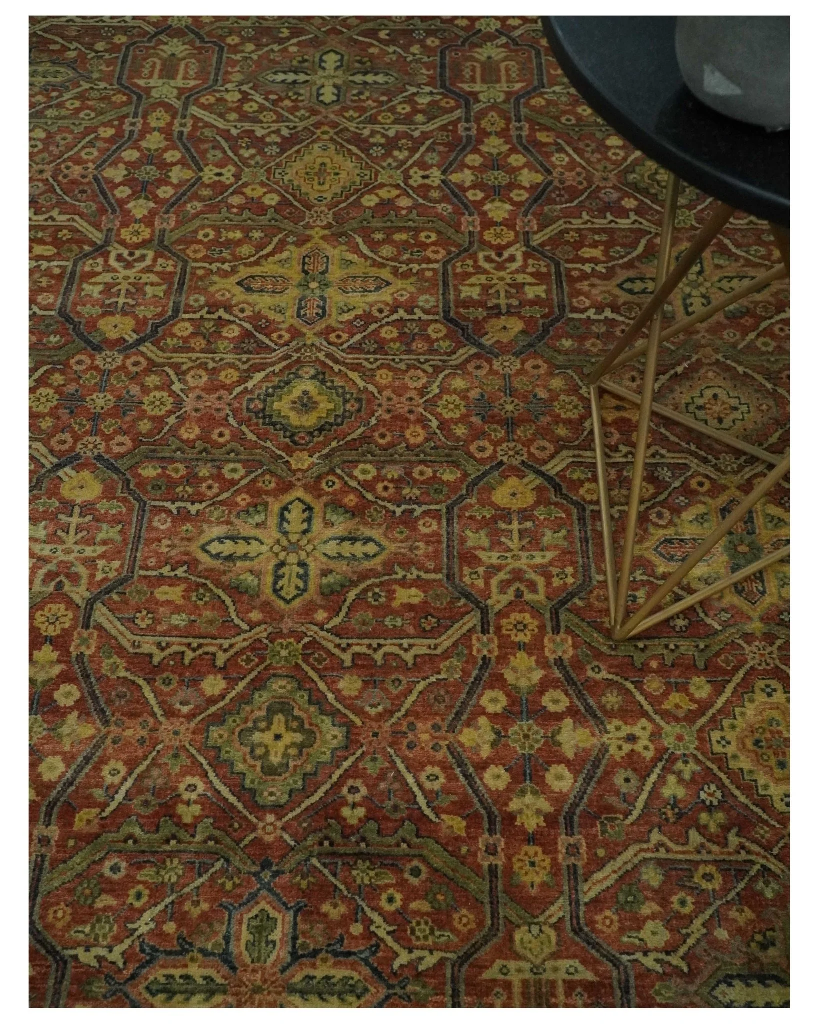 Fine Serapi Hand Knotted 9x12 Rust, Charcoal and Beige Traditional Antique Wool Area Rug - Image 2