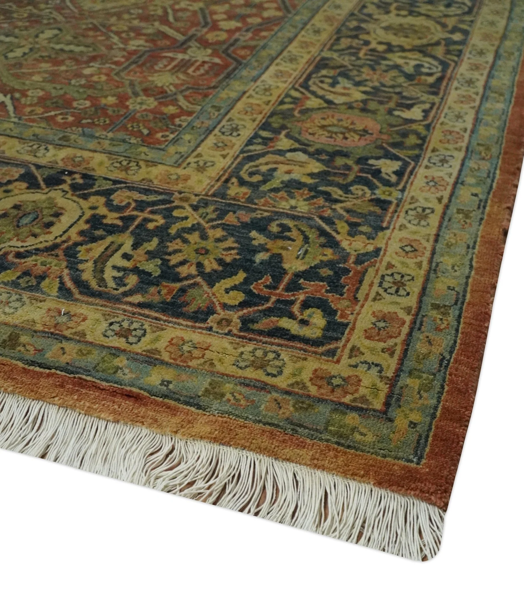 Fine Serapi Hand Knotted 9x12 Rust, Charcoal and Beige Traditional Antique Wool Area Rug - Image 5