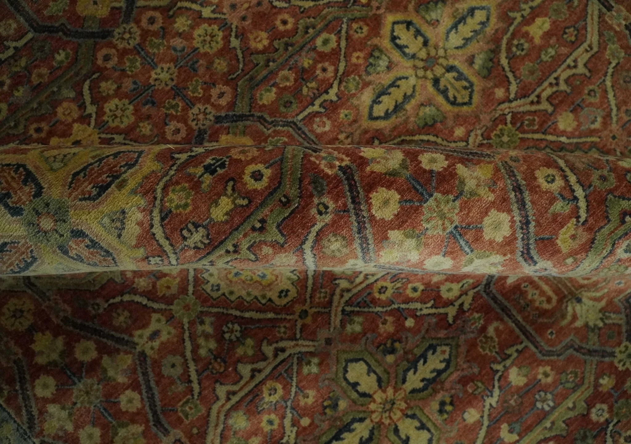 Fine Serapi Hand Knotted 9x12 Rust, Charcoal and Beige Traditional Antique Wool Area Rug - Image 6
