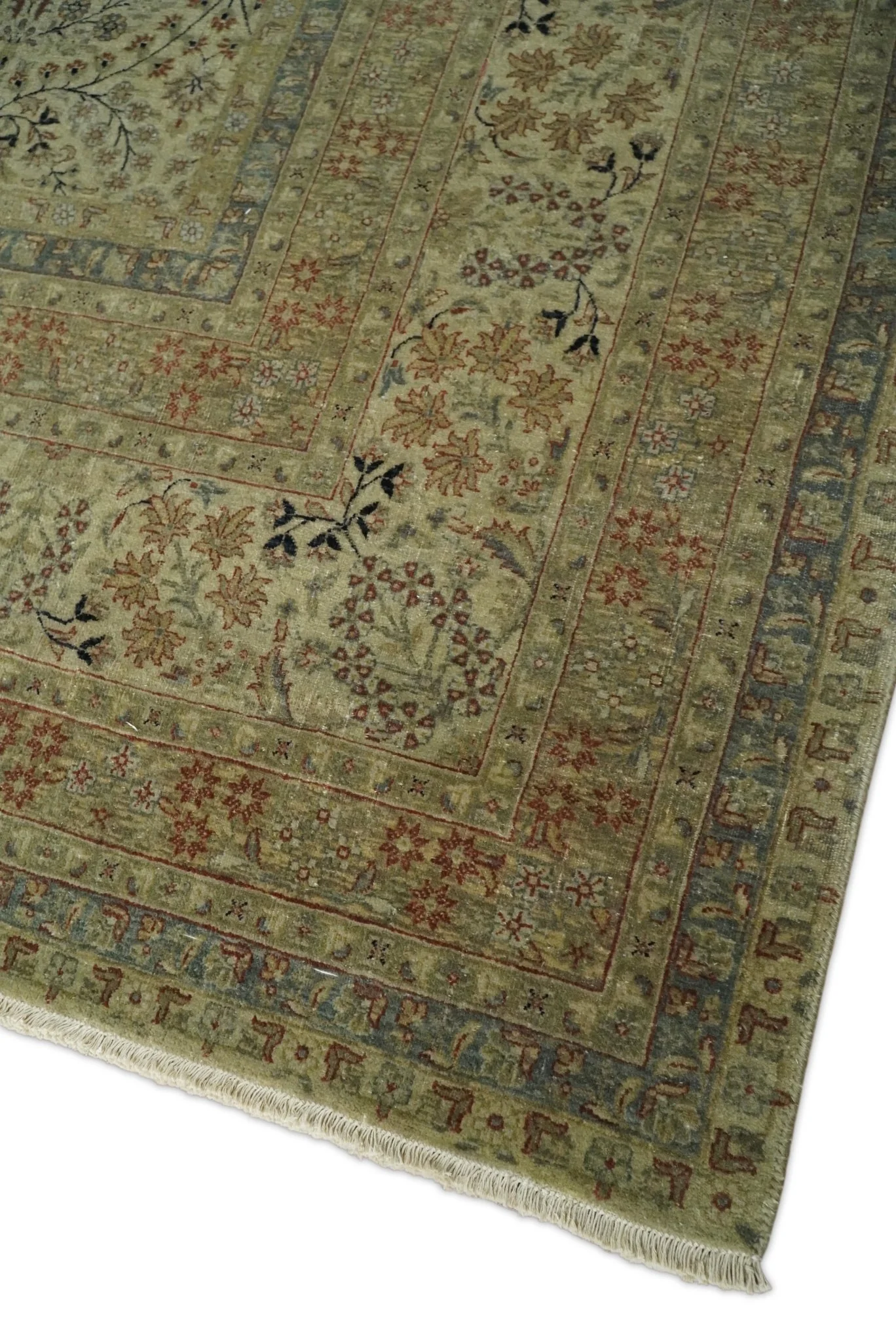 8x10 and 9x12 Vintage Brown Antique Persian Tabriz Fine Hand Knotted Wool Area Rug | TRD421 - Image 11