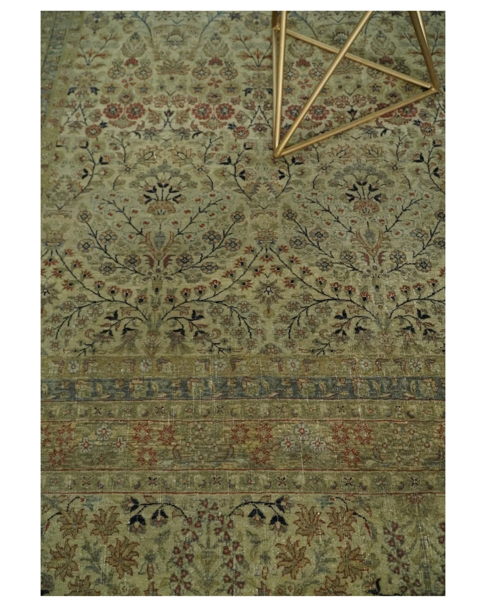 8x10 and 9x12 Vintage Brown Antique Persian Tabriz Fine Hand Knotted Wool Area Rug | TRD421 - Image 12