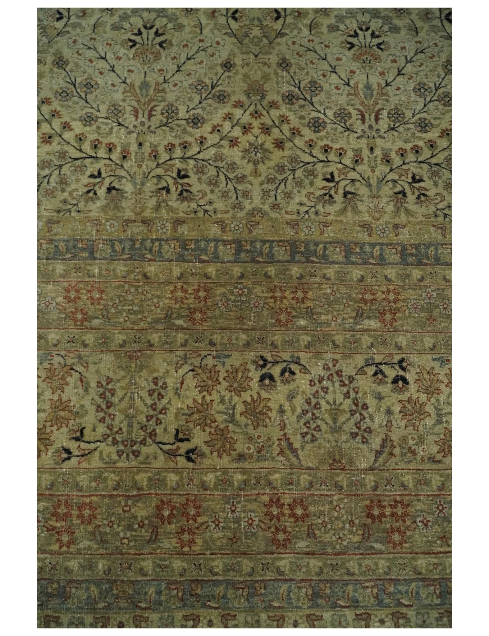 8x10 and 9x12 Vintage Brown Antique Persian Tabriz Fine Hand Knotted Wool Area Rug | TRD421 - Image 14