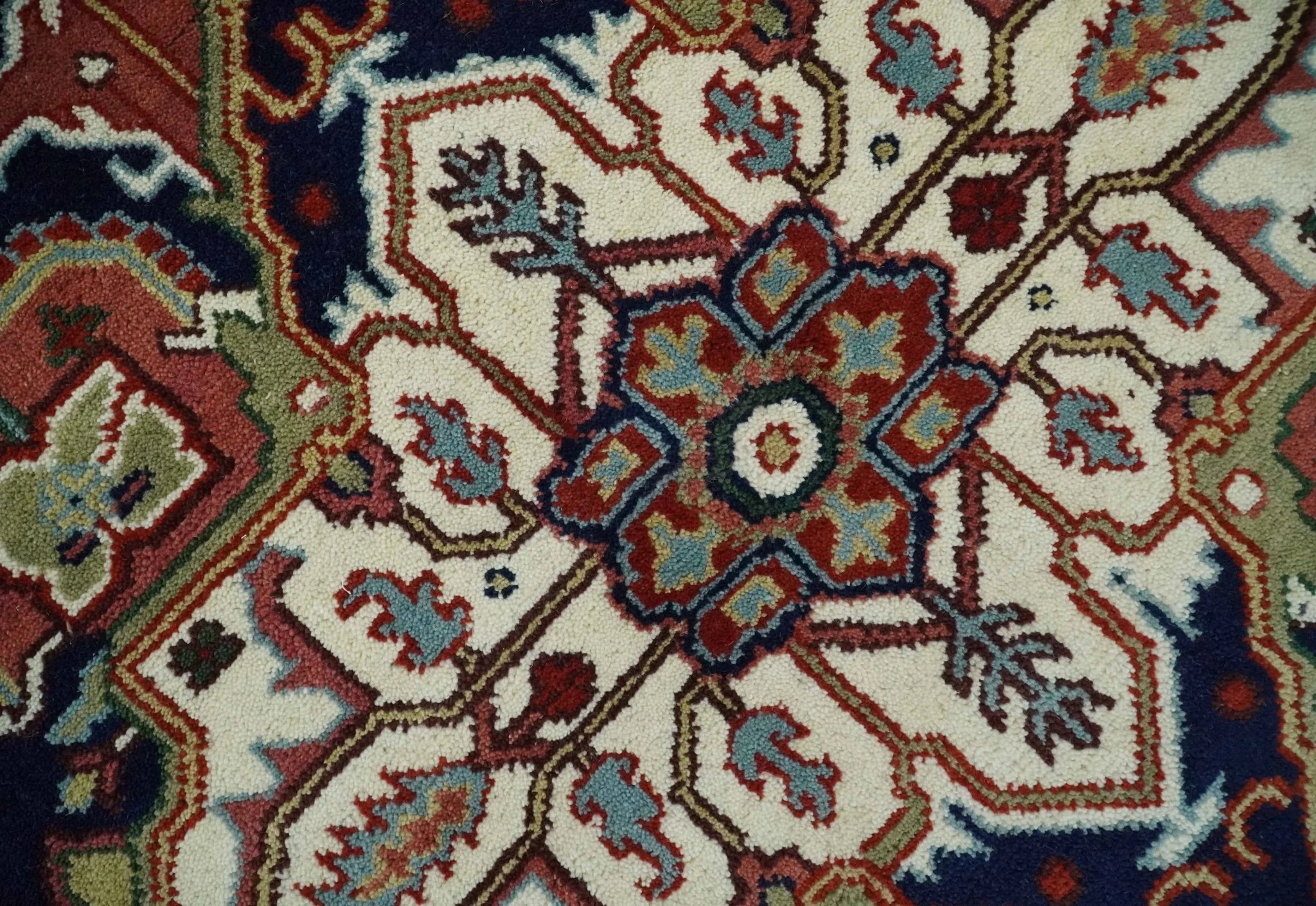 Large 9x12 Rust and Blue Hand Knotted Traditional Wool Rug - Image 4